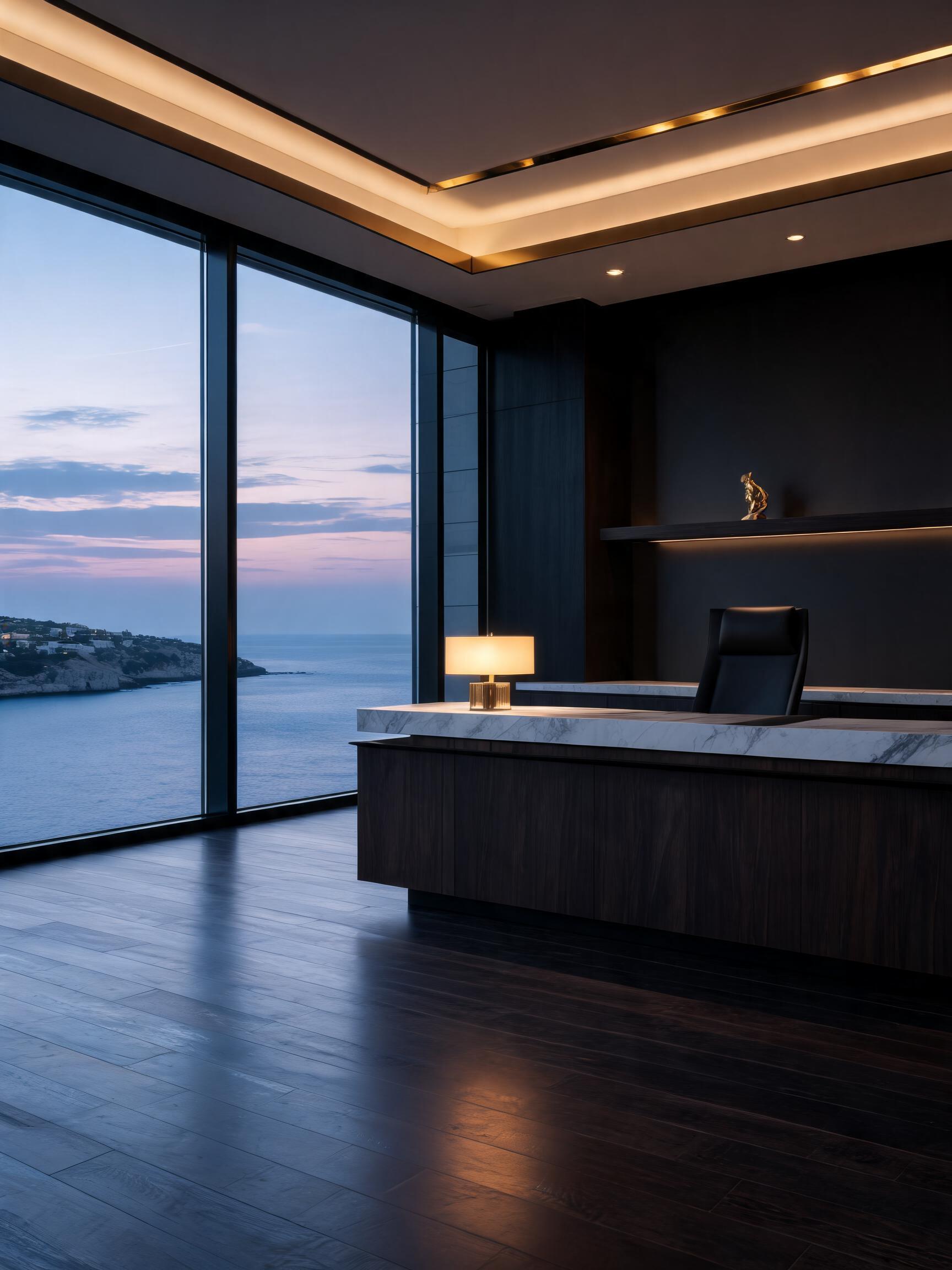 Refined architectural detail in warm gold light